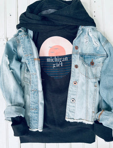 'Michigan Girl' Sunset Art Funnelneck Sweatshirt