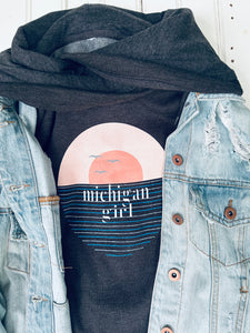 'Michigan Girl' Sunset Art Funnelneck Sweatshirt
