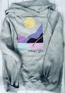 'Michigan Girl" Landscape Art Funnel Neck Sweatshirt