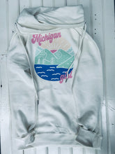 Load image into Gallery viewer, &#39;Michigan Girl&#39; Sky meets Water Art Funnel Neck Sweatshirt