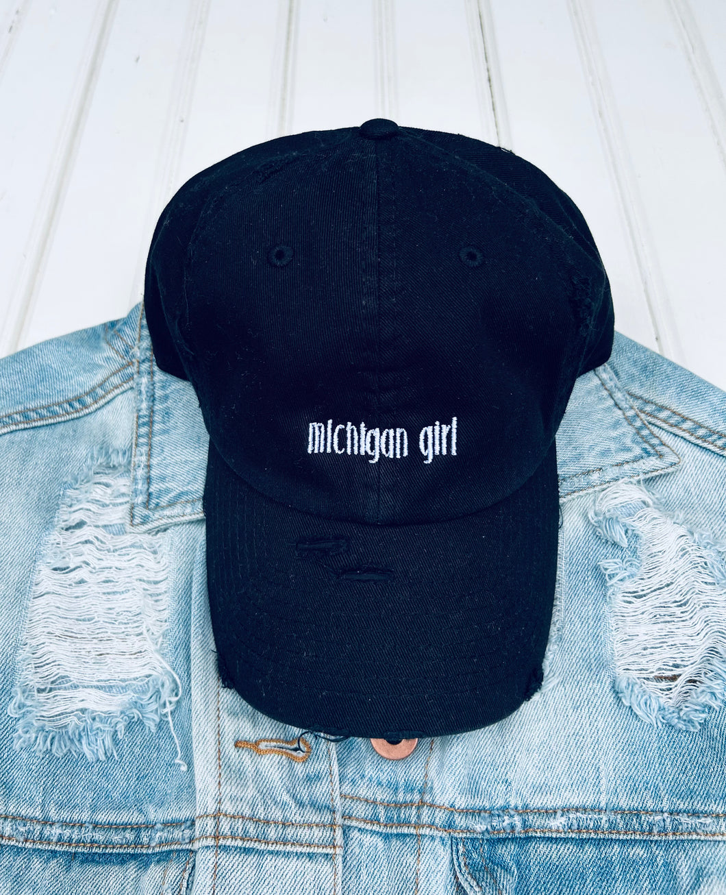 'Michigan Girl' Distressed Baseball Hat