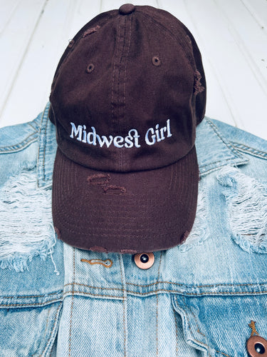 'Midwest Girl' Distressed Baseball Hat