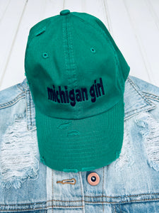 'Michigan Girl' Distressed Baseball Hat