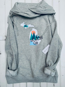 'Michigan Girl" Village Art Funnel Neck Sweatshirt