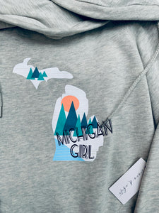 'Michigan Girl" Village Art Funnel Neck Sweatshirt